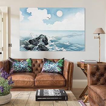 日本画2枚セット　波　浜辺　海　岩絵具 61o9lLFaw6L._AC_UL210_SR210,
